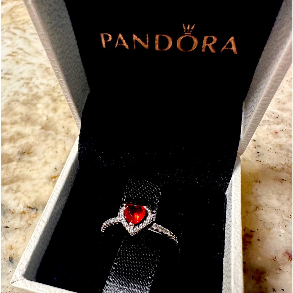 SIZE 7- Pandora Elevated Red Heart Ring